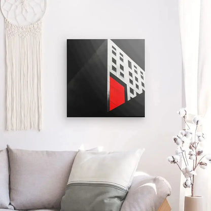 Tableau Architecture Style Rétro Noir Blanc Rouge - Univers Noir et Blanc - #tag1# - #tag2# - #tag3#