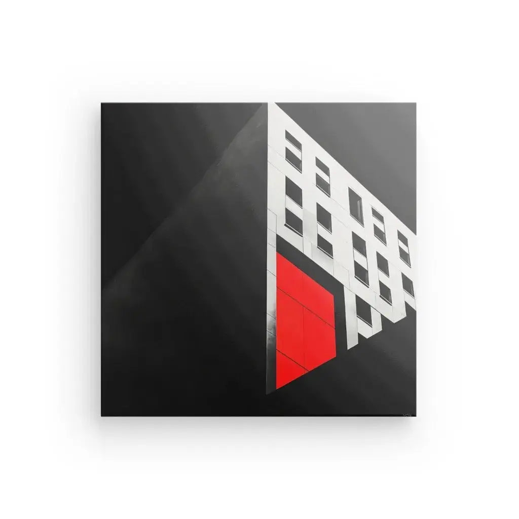 Tableau Architecture Style Rétro Noir Blanc Rouge - Univers Noir et Blanc - #tag1# - #tag2# - #tag3#