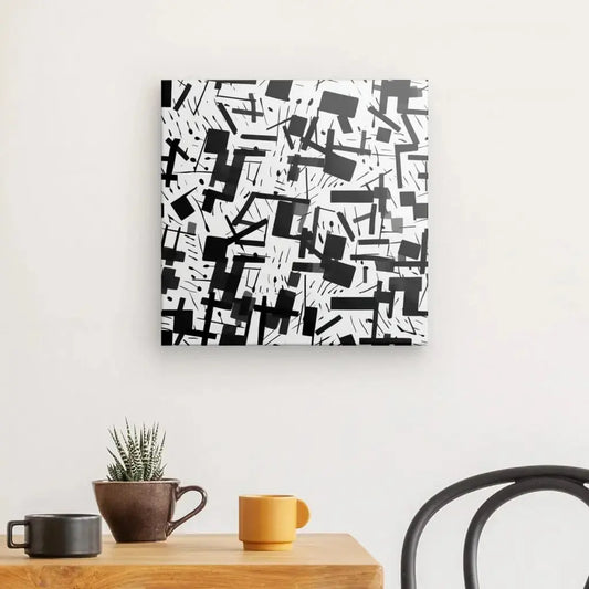 Tableau Art Abstrait Confettis Noir et Blanc - Univers Noir et Blanc - #tag1# - #tag2# - #tag3#