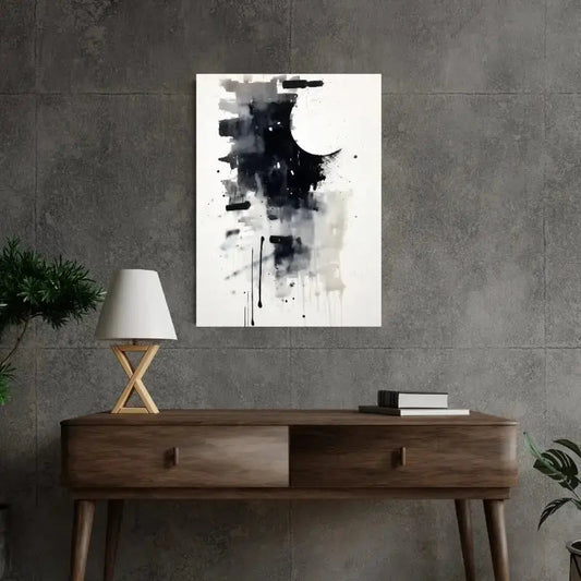Tableau d’art abstrait au style minimaliste monochrome, composition épurée et contemporaine