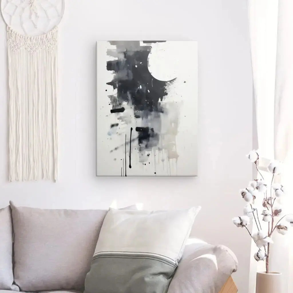 Tableau Art Abstrait Style Minimaliste Monochrome - Univers Noir et Blanc - #tag1# - #tag2# - #tag3#