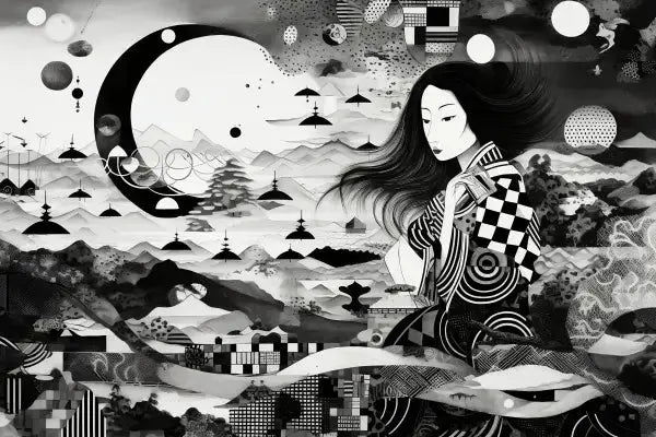 Tableau Art Japonais Toile Noir et Blanc - Univers Noir et Blanc - #tag1# - #tag2# - #tag3#