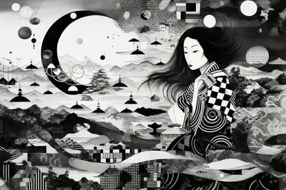 Tableau Art Japonais Toile Noir et Blanc - Univers Noir et Blanc - #tag1# - #tag2# - #tag3#