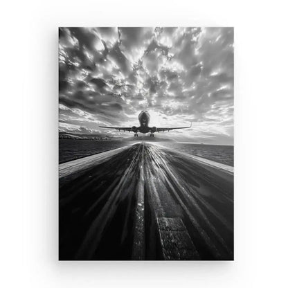 Tableau Avion Décollage Piste Noir et Blanc - Univers Noir et Blanc - #tag1# - #tag2# - #tag3#
