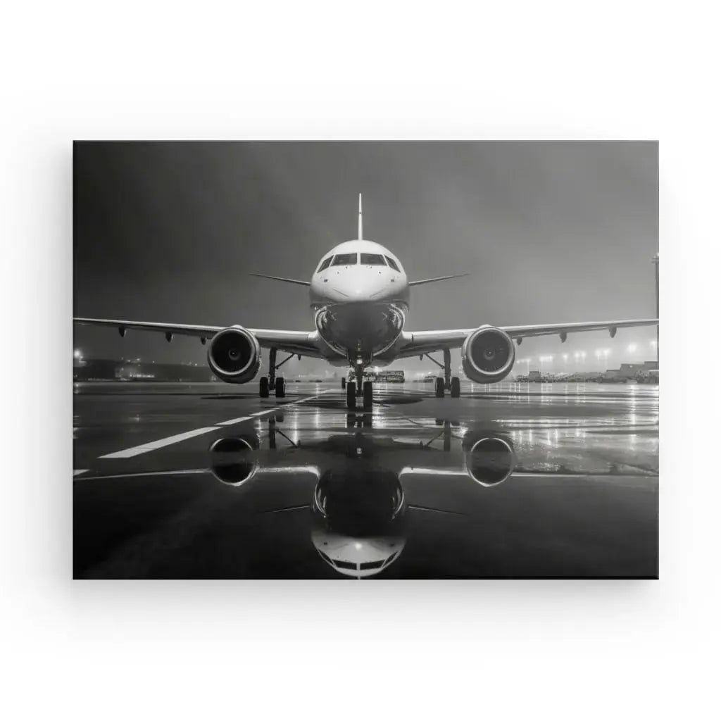 Tableau Avion Jet Photographie Nocturne Noir et Blanc - Univers Noir et Blanc - #tag1# - #tag2# - #tag3#