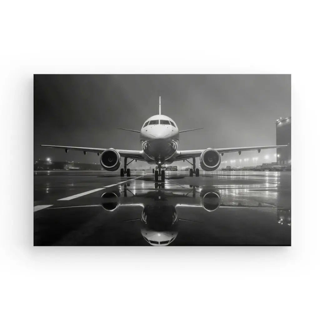 Tableau Avion Jet Photographie Nocturne Noir et Blanc - Univers Noir et Blanc - #tag1# - #tag2# - #tag3#