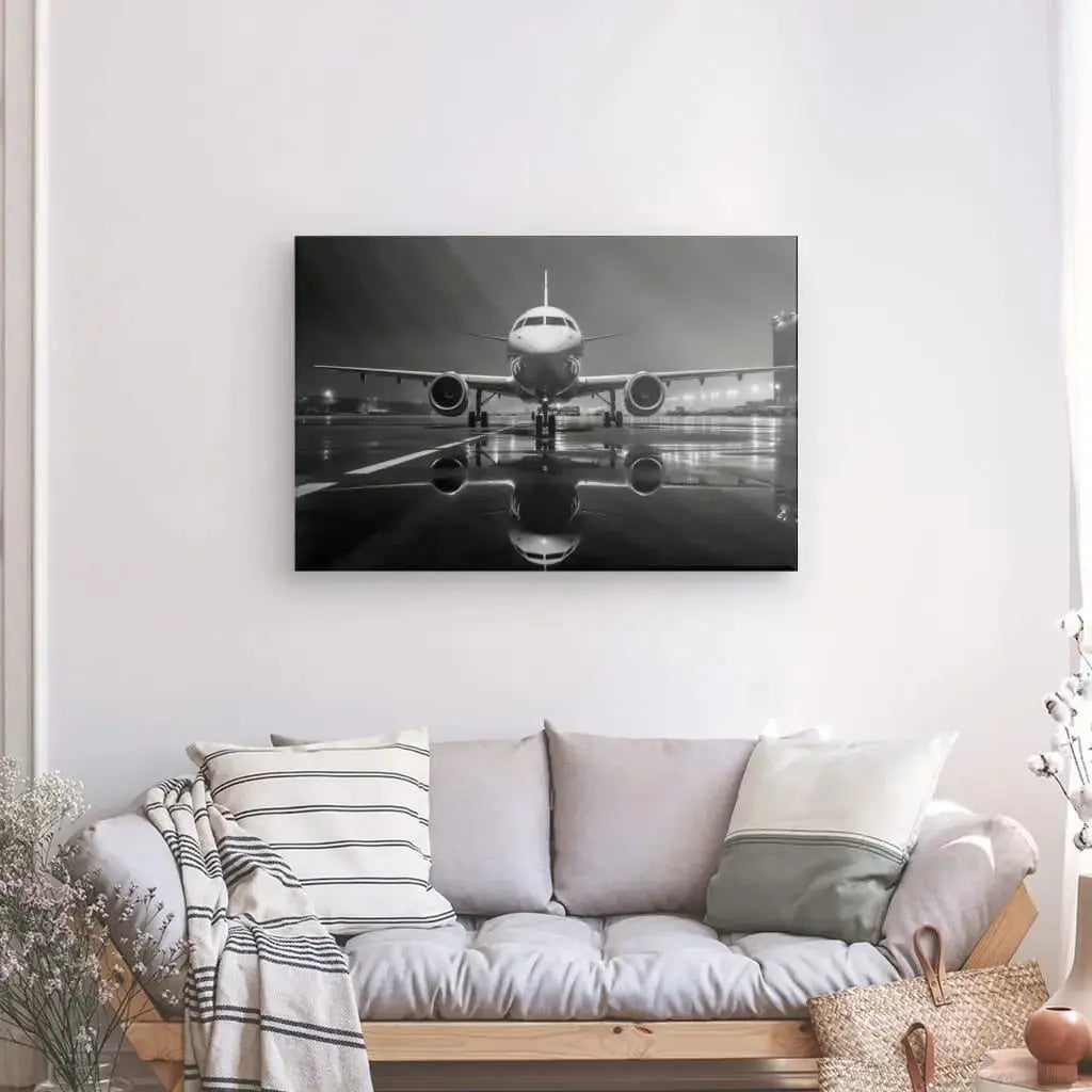 Tableau Avion Jet Photographie Nocturne Noir et Blanc - Univers Noir et Blanc - #tag1# - #tag2# - #tag3#