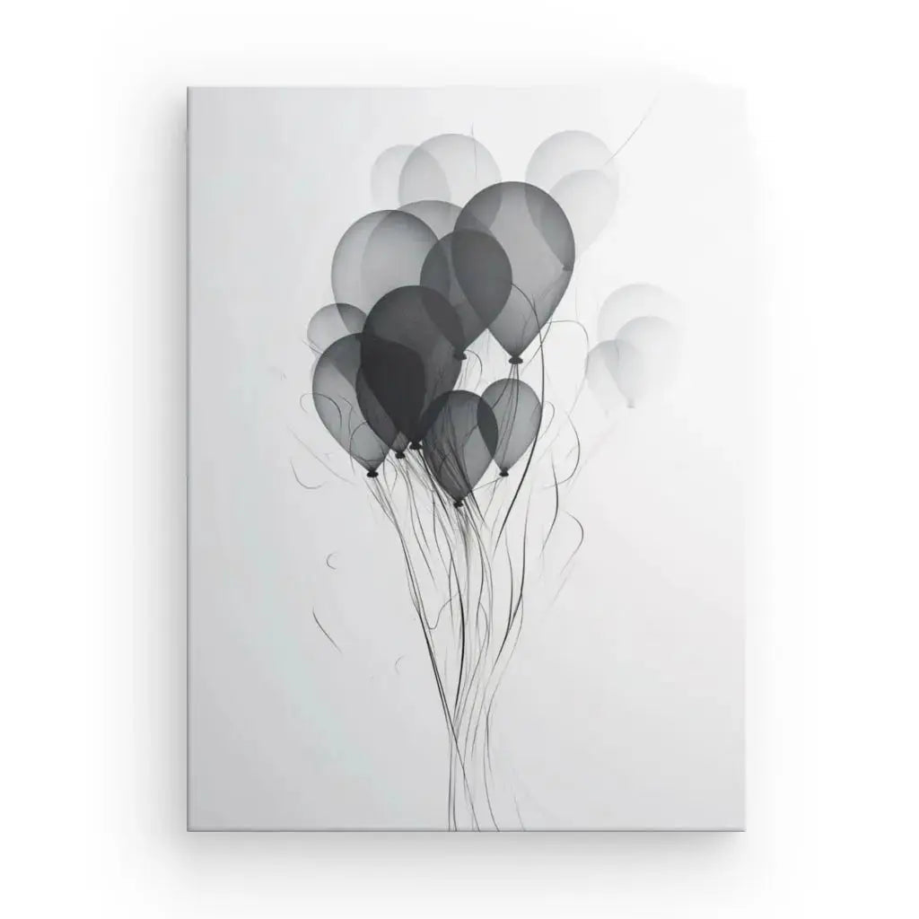 Tableau Ballons Baudruche Abstrait Design Noir et Blanc - Univers Noir et Blanc - #tag1# - #tag2# - #tag3#
