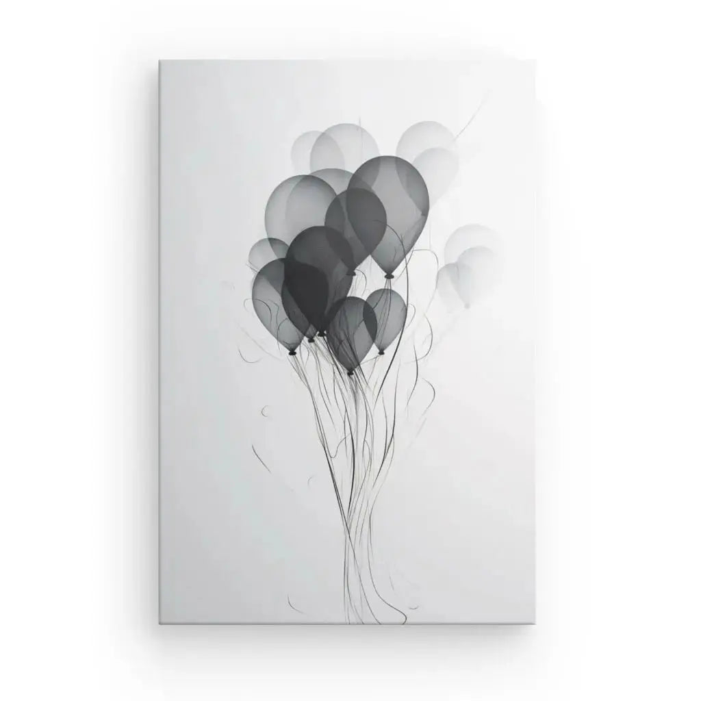 Tableau Ballons Baudruche Abstrait Design Noir et Blanc - Univers Noir et Blanc - #tag1# - #tag2# - #tag3#