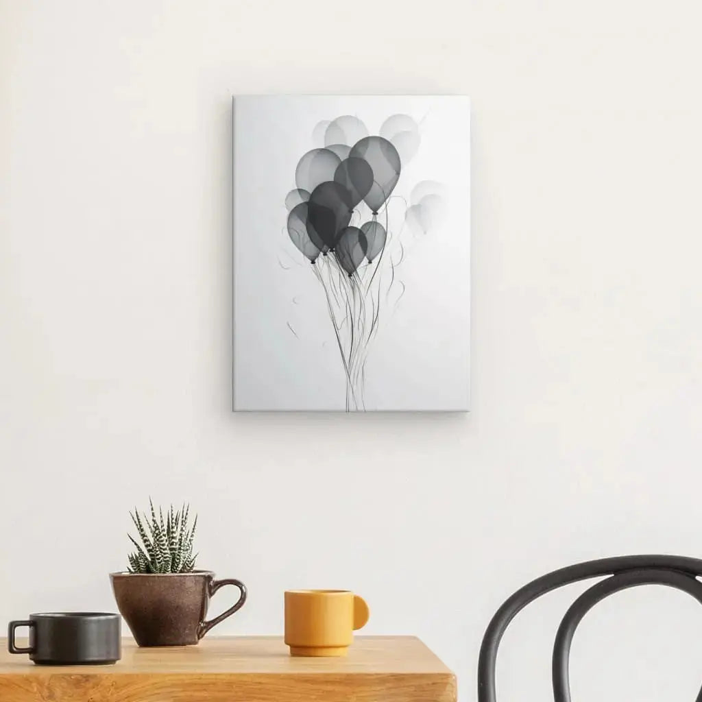 Tableau Ballons Baudruche Abstrait Design Noir et Blanc - Univers Noir et Blanc - #tag1# - #tag2# - #tag3#