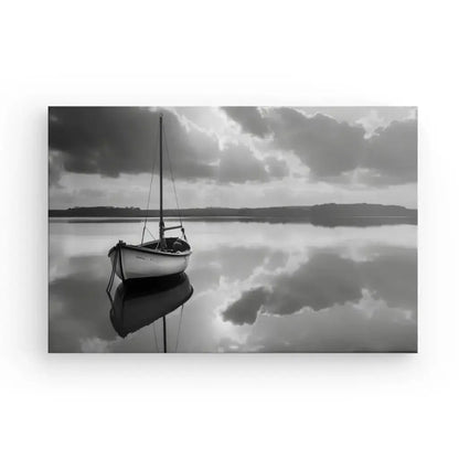Tableau Bâteau Lac Noir et Blanc - Univers Noir et Blanc - #tag1# - #tag2# - #tag3#