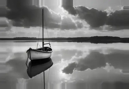 Tableau Bâteau Lac Noir et Blanc - Univers Noir et Blanc - #tag1# - #tag2# - #tag3#
