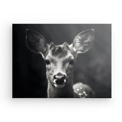Tableau Biche Portrait Animal Sauvage Noir et Blanc - Univers Noir et Blanc - #tag1# - #tag2# - #tag3#