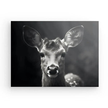 Tableau Biche Portrait Animal Sauvage Noir et Blanc - Univers Noir et Blanc - #tag1# - #tag2# - #tag3#