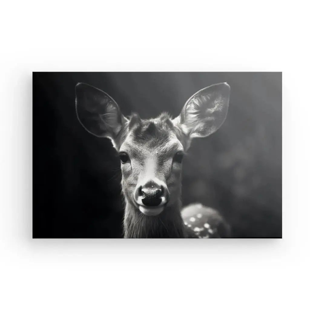 Tableau Biche Portrait Animal Sauvage Noir et Blanc - Univers Noir et Blanc - #tag1# - #tag2# - #tag3#