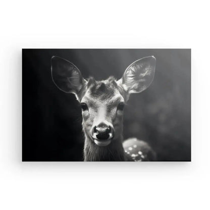 Tableau Biche Portrait Animal Sauvage Noir et Blanc - Univers Noir et Blanc - #tag1# - #tag2# - #tag3#