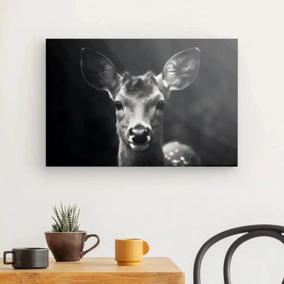 Tableau Biche Portrait Animal Sauvage Noir et Blanc - Univers Noir et Blanc - #tag1# - #tag2# - #tag3#