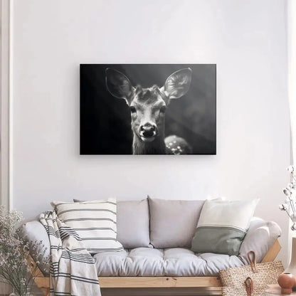 Tableau Biche Portrait Animal Sauvage Noir et Blanc - Univers Noir et Blanc - #tag1# - #tag2# - #tag3#