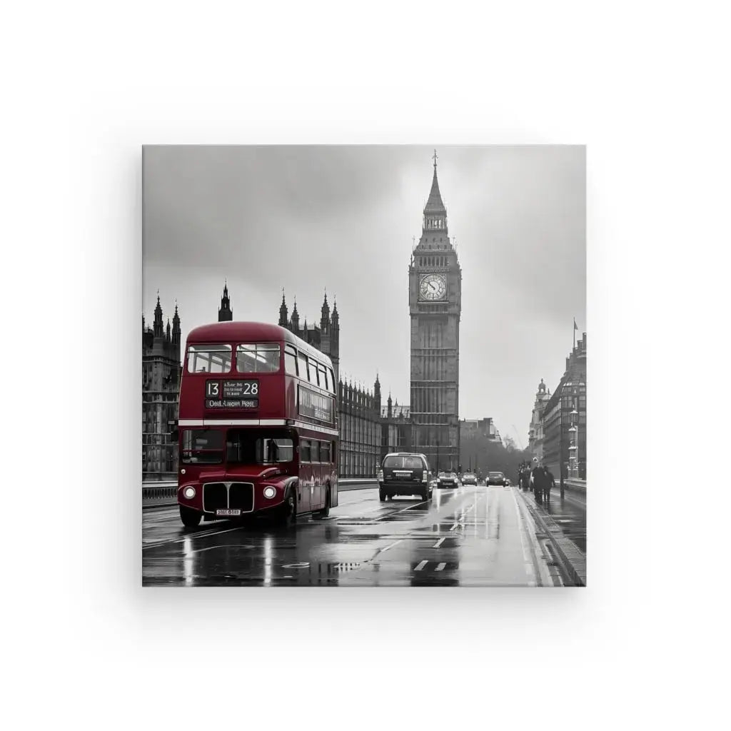 Tableau Big Ben Londre Noir et Blanc Bus Rouge - Univers Noir et Blanc - #tag1# - #tag2# - #tag3#
