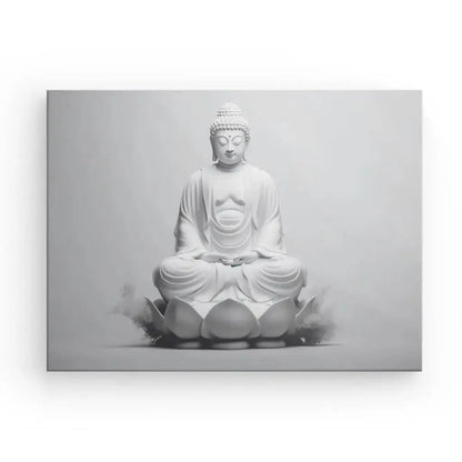 Tableau Bouddha Fleur de Lotus Design Monochrome Gris Moderne - Univers Noir et Blanc - #tag1# - #tag2# - #tag3#