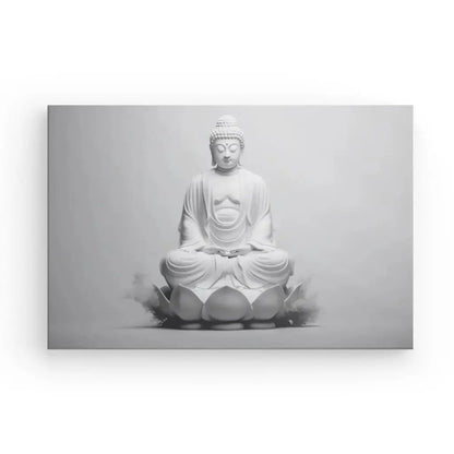 Tableau Bouddha Fleur de Lotus Design Monochrome Gris Moderne - Univers Noir et Blanc - #tag1# - #tag2# - #tag3#