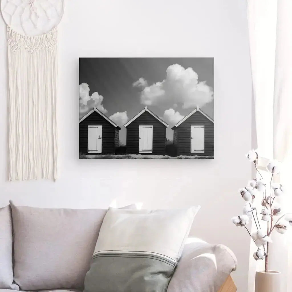 Tableau Cabanes de Plage Noir et Blanc - Univers Noir et Blanc - #tag1# - #tag2# - #tag3#