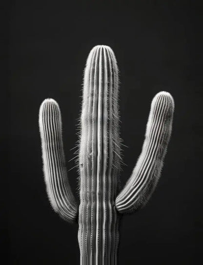 Tableau Cactus Désert Monochrome Fond Noir - Univers Noir et Blanc - #tag1# - #tag2# - #tag3#