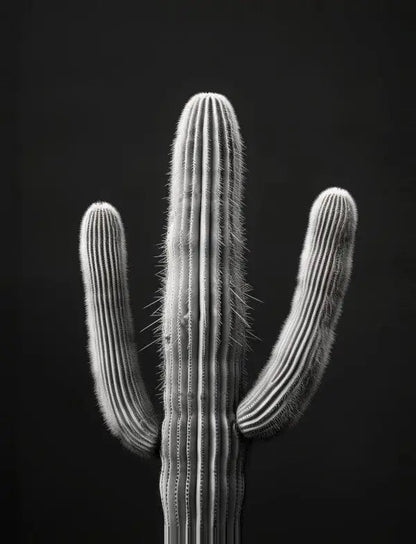 Tableau Cactus Désert Monochrome Fond Noir - Univers Noir et Blanc - #tag1# - #tag2# - #tag3#