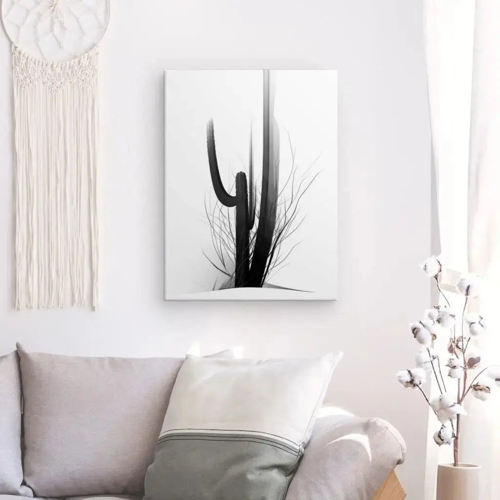 Tableau Cactus Minimaliste Art Moderne Abstrait Noir et Blanc - Univers Noir et Blanc - #tag1# - #tag2# - #tag3#