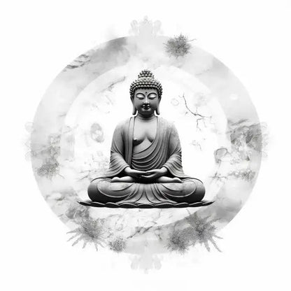 Tableau Carré Bouddha Zen Fond Blanc Moderne Design Monochrome - Univers Noir et Blanc - #tag1# - #tag2# - #tag3#