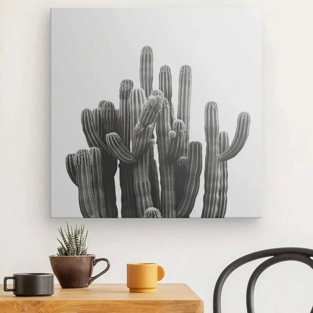 Tableau Carré Cactus Noir et Blanc - Univers Noir et Blanc - #tag1# - #tag2# - #tag3#
