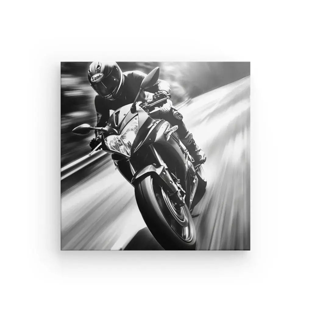 Tableau Carré Moto Vitesse Route Noir et Blanc - Univers Noir et Blanc - #tag1# - #tag2# - #tag3#