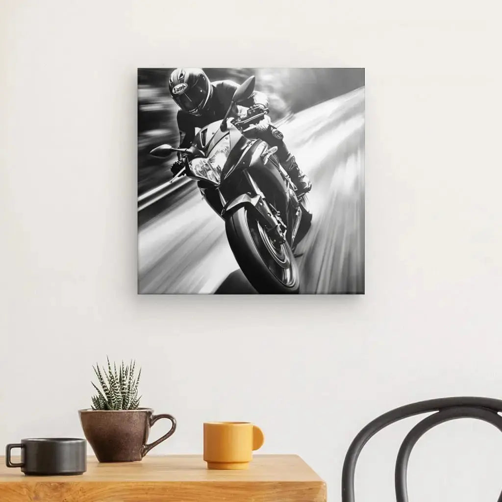 Tableau Carré Moto Vitesse Route Noir et Blanc - Univers Noir et Blanc - #tag1# - #tag2# - #tag3#
