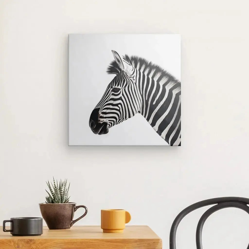 Tableau Carré Profil Zèbre Savane Noir et Blanc - Univers Noir et Blanc - #tag1# - #tag2# - #tag3#