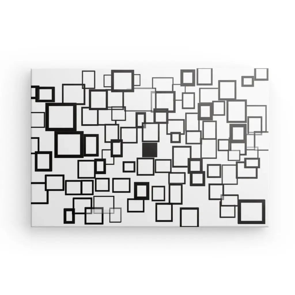 Tableau Carrés Rectangles Formes Art Abstrait Monochrome - Univers Noir et Blanc - #tag1# - #tag2# - #tag3#