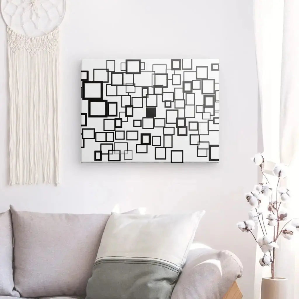 Tableau Carrés Rectangles Formes Art Abstrait Monochrome - Univers Noir et Blanc - #tag1# - #tag2# - #tag3#