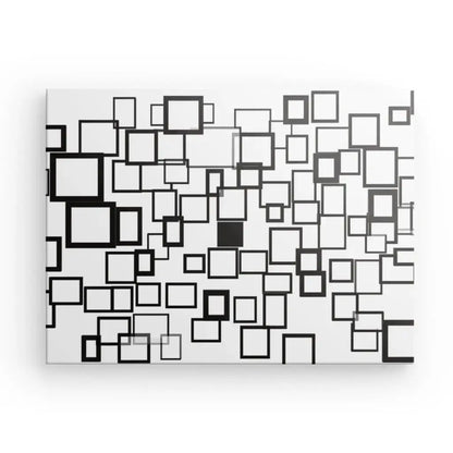 Tableau Carrés Rectangles Formes Art Abstrait Monochrome - Univers Noir et Blanc - #tag1# - #tag2# - #tag3#