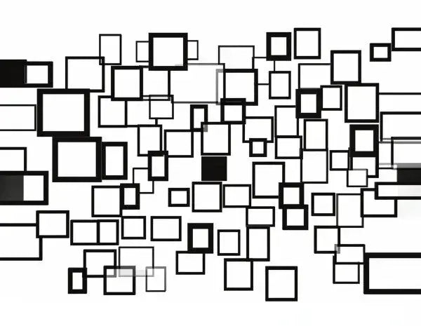 Tableau Carrés Rectangles Formes Art Abstrait Monochrome - Univers Noir et Blanc - #tag1# - #tag2# - #tag3#