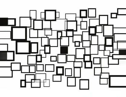 Tableau Carrés Rectangles Formes Art Abstrait Monochrome - Univers Noir et Blanc - #tag1# - #tag2# - #tag3#