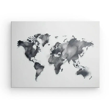 Tableau Carte du Monde Mapmonde Fumée Noir et Blanc - Univers Noir et Blanc - #tag1# - #tag2# - #tag3#
