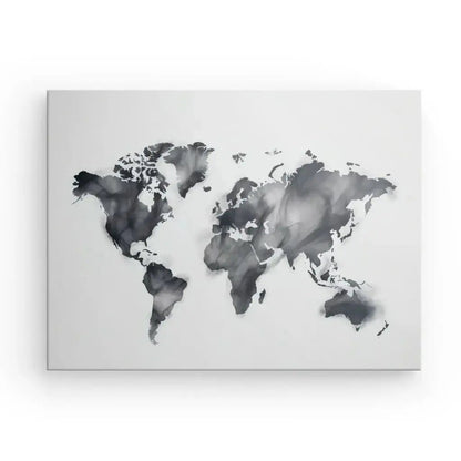 Tableau Carte du Monde Mapmonde Fumée Noir et Blanc - Univers Noir et Blanc - #tag1# - #tag2# - #tag3#