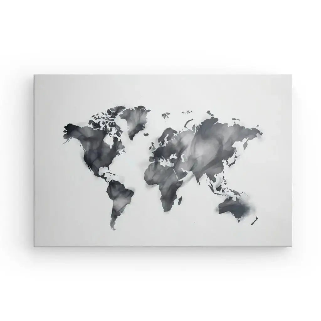 Tableau Carte du Monde Mapmonde Fumée Noir et Blanc - Univers Noir et Blanc - #tag1# - #tag2# - #tag3#