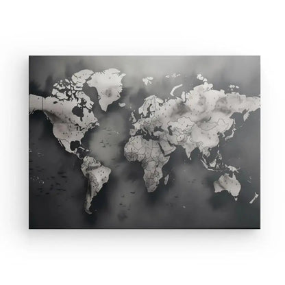 Tableau Carte du Monde Vintage Noir et Blanc - Univers Noir et Blanc - #tag1# - #tag2# - #tag3#