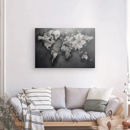 Tableau Carte du Monde Vintage Noir et Blanc - Univers Noir et Blanc - #tag1# - #tag2# - #tag3#