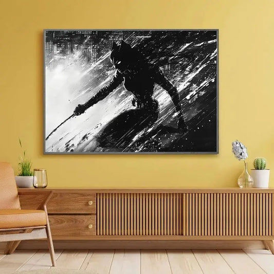 Tableau Catwoman Peinture Noir et Blanc - Univers Noir et Blanc - #tag1# - #tag2# - #tag3#