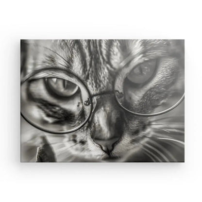 Tableau Chat Drôle Lunettes Gros Plan Noir et Blanc - Univers Noir et Blanc - #tag1# - #tag2# - #tag3#