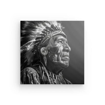 Tableau Chef Indien d'Amérique Noir et Blanc - Univers Noir et Blanc - #tag1# - #tag2# - #tag3#