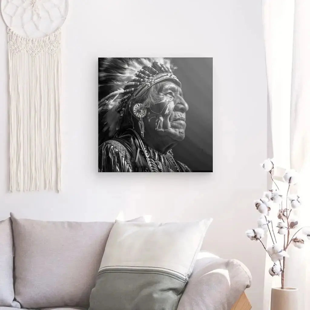 Tableau Chef Indien d'Amérique Noir et Blanc - Univers Noir et Blanc - #tag1# - #tag2# - #tag3#