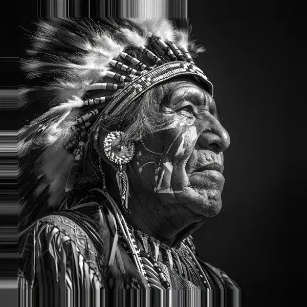 Tableau Chef Indien d'Amérique Noir et Blanc - Univers Noir et Blanc - #tag1# - #tag2# - #tag3#