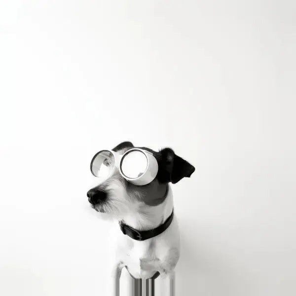 Tableau Chien Drôle Lunettes Aviateur Noir et Blanc - Univers Noir et Blanc - #tag1# - #tag2# - #tag3#